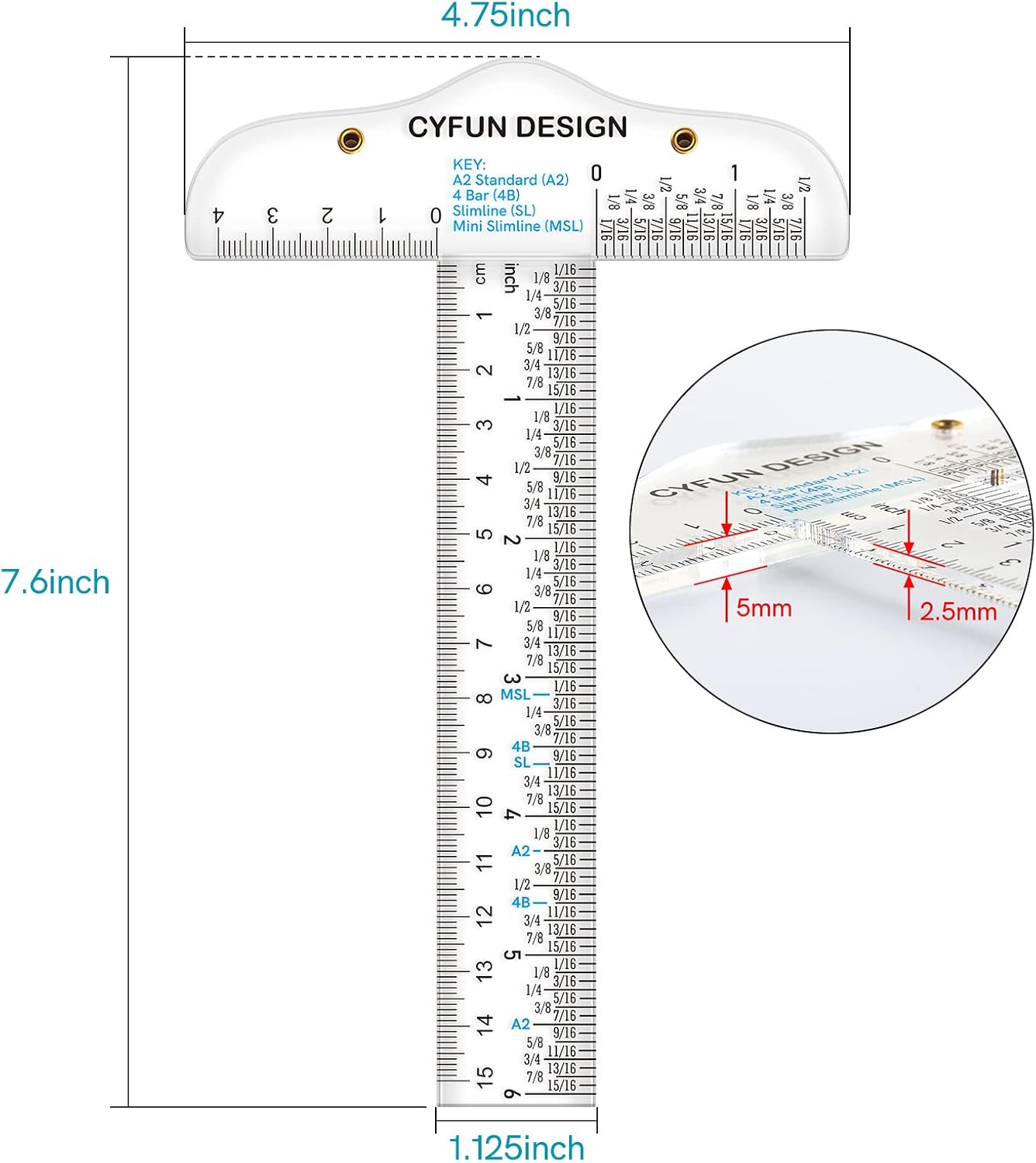 6 Inches Acrylic Clear T-Square Ruler,1 Pack,T Square Ruler,Transparent,T Ruler,for Crafting Drafting and General Layout Work Art Framing & Drafting Scrapbooking Crafting Arts Crafts Supplies Tools - Image 2
