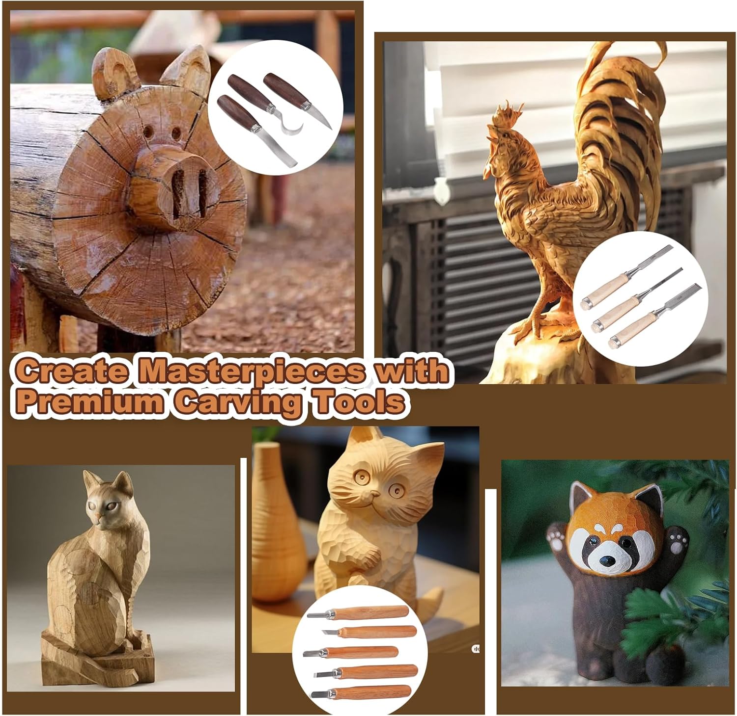 Premium Professional Wood Carving Kit - 28pcs wood carving Tools set whittling kit Ergonomic Walnut Handles, Razor-Sharp High-Carbon Steel Blades - Image 4