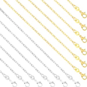 SANNIX 50 Pack Silver Plated Necklace Chains Bulk, Cable Chain Pack for Jewelry Making
