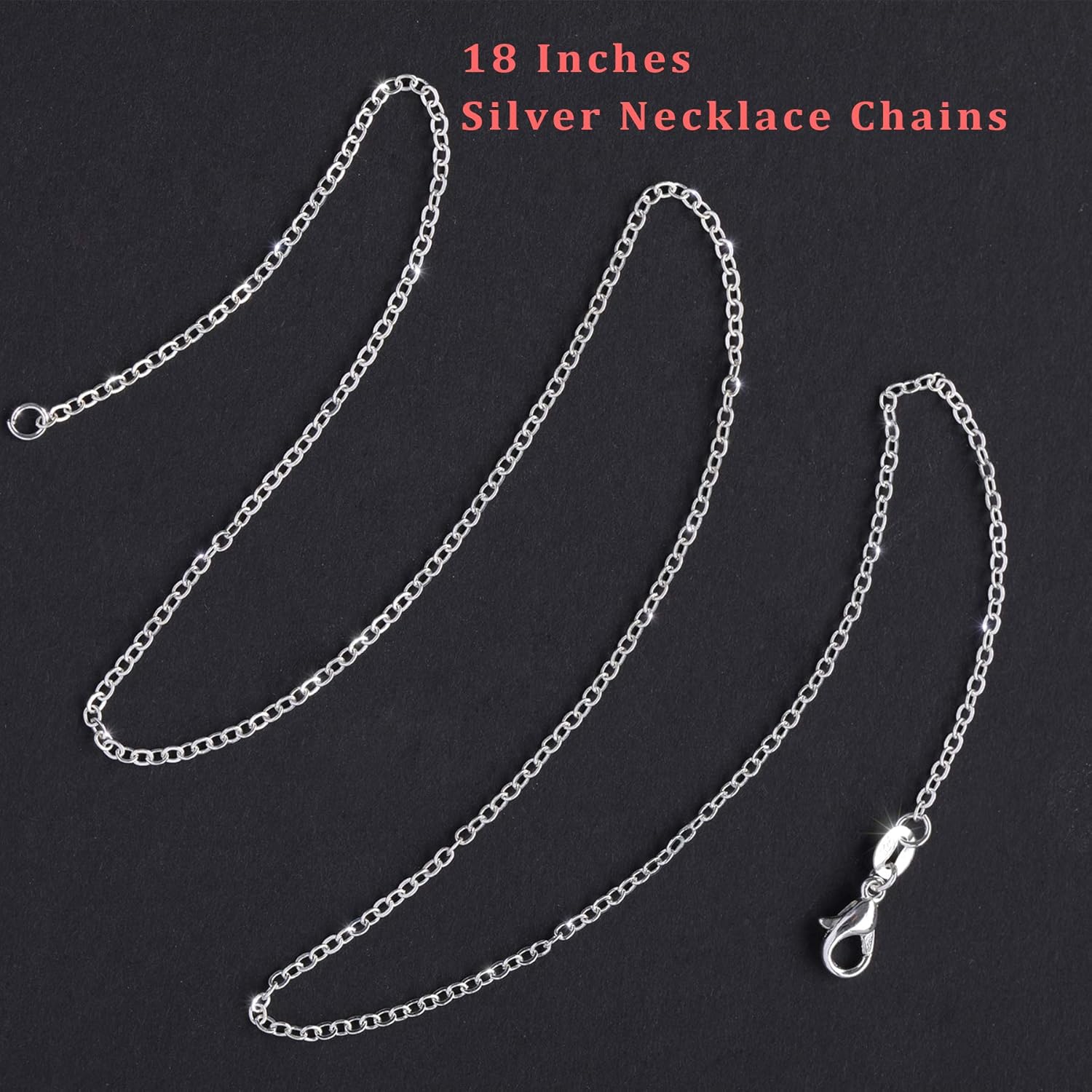 SANNIX 50 Pack Silver Plated Necklace Chains Bulk, Cable Chain Pack for Jewelry Making - Image 2