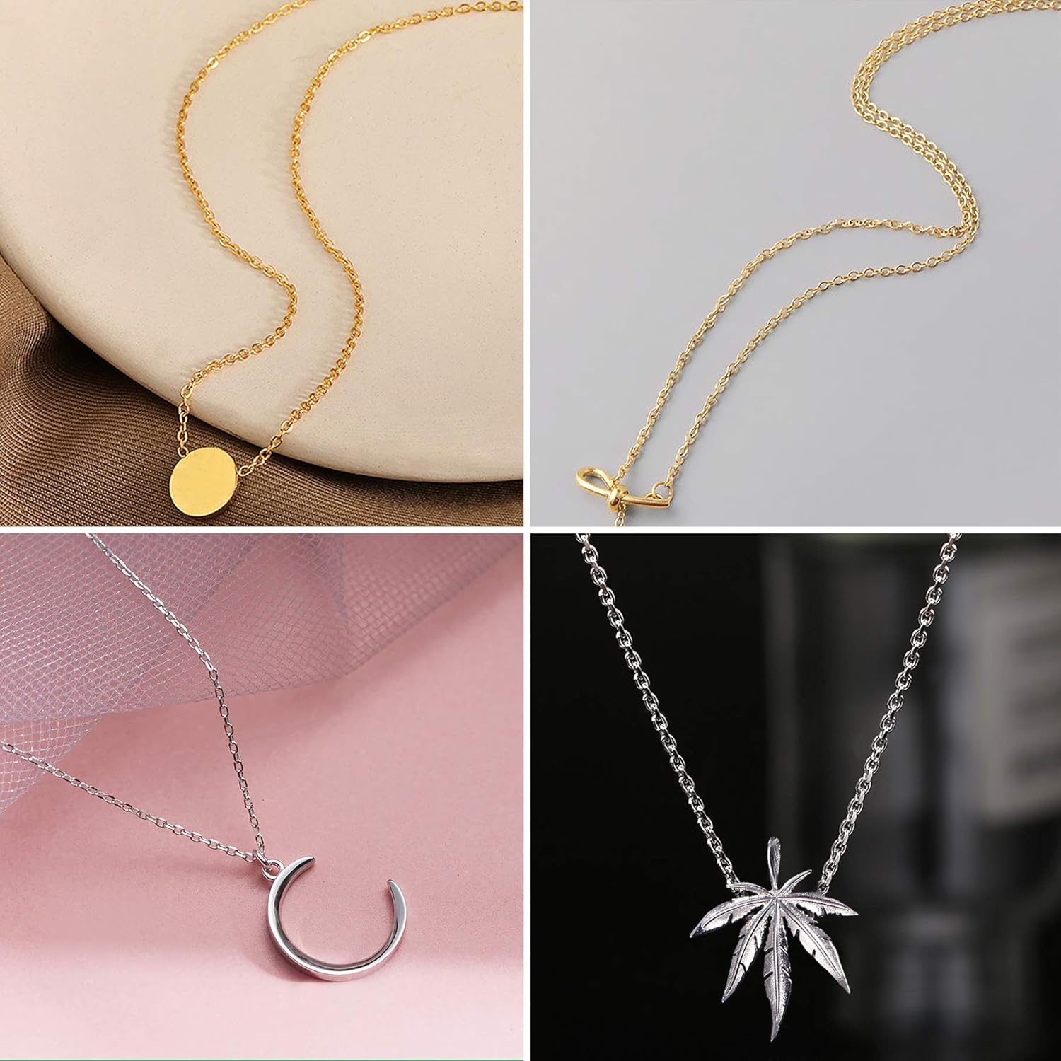 SANNIX 50 Pack Silver Plated Necklace Chains Bulk, Cable Chain Pack for Jewelry Making - Image 6