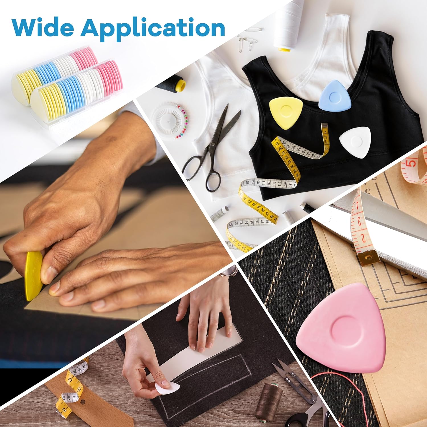 Tailor's Triangle Fabric Chalk Markers - 60pc Set, Precise & Durable for Quilting & Sewing, 4 Colors - Image 6