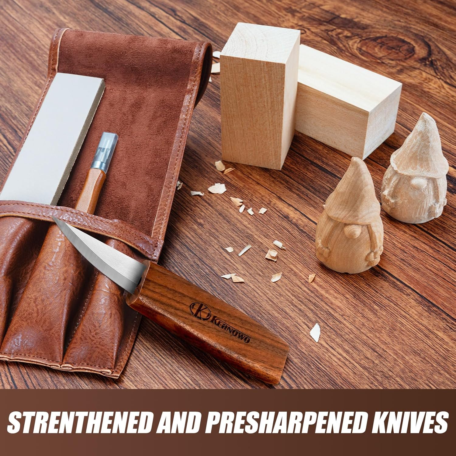 Wood Carving Kit, All-in-1 Wood Carving Tools with Vedio Tutorials & Template, Whittling Kit with Leather Storage Bag for Beginners and Enthusiasts - Image 4