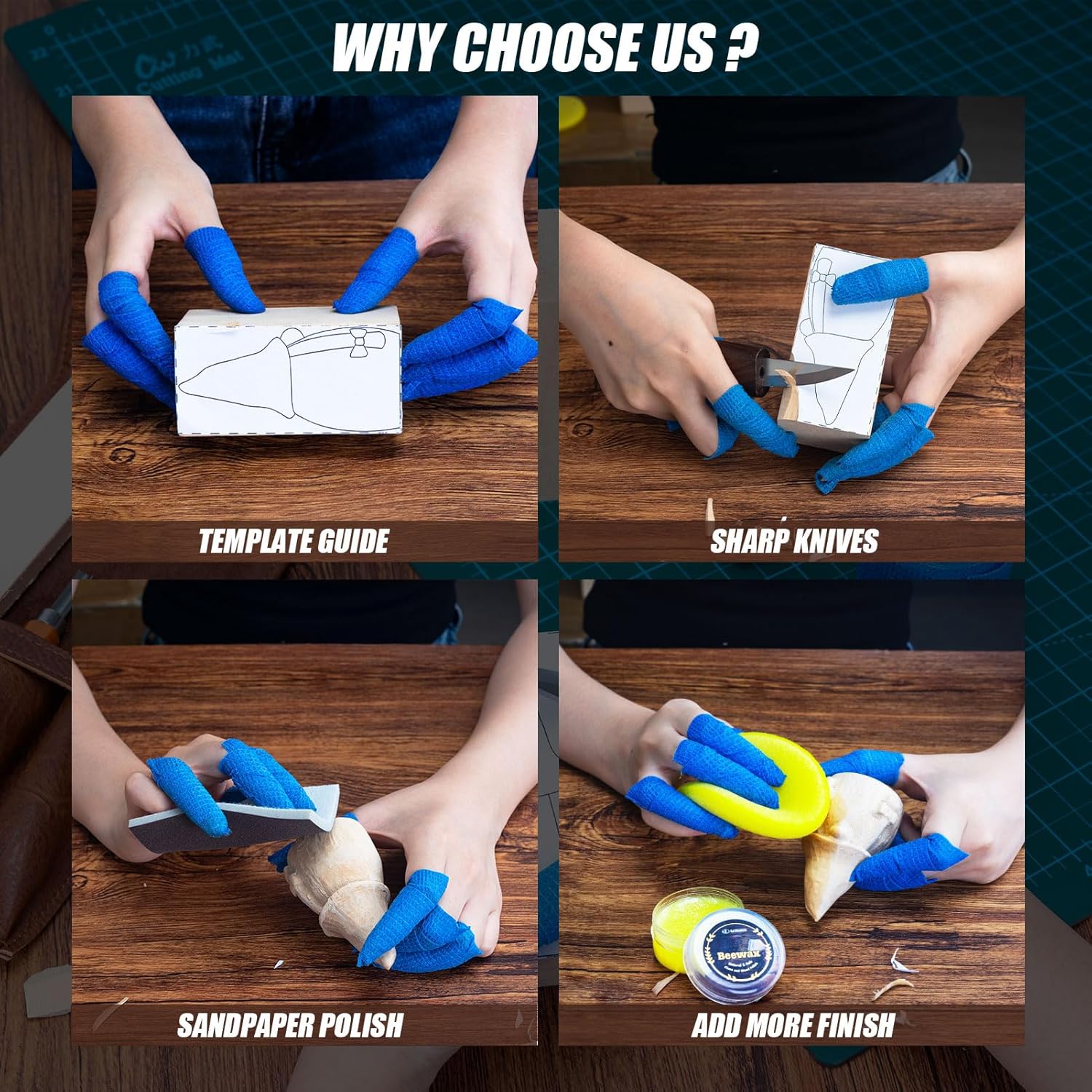 Wood Carving Kit, All-in-1 Wood Carving Tools with Vedio Tutorials & Template, Whittling Kit with Leather Storage Bag for Beginners and Enthusiasts - Image 5